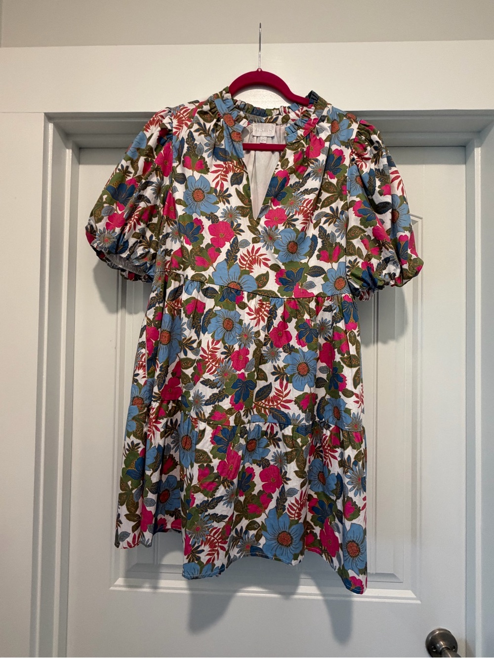 🌸 Colorful Floral Puff Sleeve Cotton Mini Dress 🌸